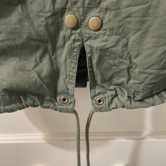Ambiance Hooded Utility Jacket, Size Small Olive Green Drawstring Waist - Picture 6 of 10
